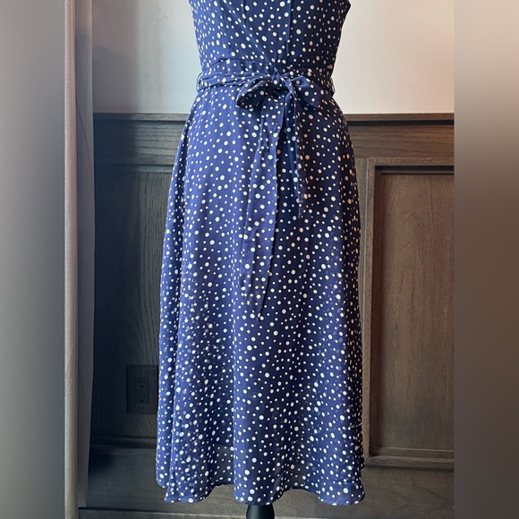 NY collection navy polkadot belted dress size small petite. NWT. - Picture 4 of 8